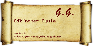 Günther Gyula névjegykártya
