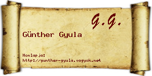 Günther Gyula névjegykártya